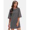 imageEXLURA Womens Summer T Shirt Dress Casual Short Sleeve Loose Striped Mini Dresses 2025 Vacation Beach Sundress PocketsBlack White
