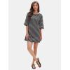 imageEXLURA Womens Summer T Shirt Dress Casual Short Sleeve Loose Striped Mini Dresses 2025 Vacation Beach Sundress PocketsBlack White