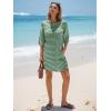 imageEXLURA Womens Summer T Shirt Dress Casual Short Sleeve Loose Striped Mini Dresses 2025 Vacation Beach Sundress PocketsDark Green Apricot