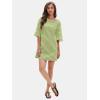 imageEXLURA Womens Summer T Shirt Dress Casual Short Sleeve Loose Striped Mini Dresses 2025 Vacation Beach Sundress PocketsGreen White