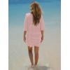 imageEXLURA Womens Summer T Shirt Dress Casual Short Sleeve Loose Striped Mini Dresses 2025 Vacation Beach Sundress PocketsPink White
