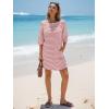 imageEXLURA Womens Summer T Shirt Dress Casual Short Sleeve Loose Striped Mini Dresses 2025 Vacation Beach Sundress PocketsPink White