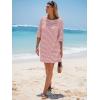 imageEXLURA Womens Summer T Shirt Dress Casual Short Sleeve Loose Striped Mini Dresses 2025 Vacation Beach Sundress PocketsPink White