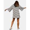 imageEXLURA Womens Summer T Shirt Dress Casual Short Sleeve Loose Striped Mini Dresses 2025 Vacation Beach Sundress PocketsWhite Black