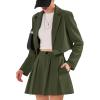 imageEXLURA Womens Business Casual Blazer Suit Sets and Pleated Mini Skirt 2 Piece Outfits Trendy Long Sleeve Y2K Clothes 2025Army Green