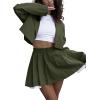 imageEXLURA Womens Business Casual Blazer Suit Sets and Pleated Mini Skirt 2 Piece Outfits Trendy Long Sleeve Y2K Clothes 2025Army Green