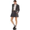 imageEXLURA Womens Business Casual Blazer Suit Sets and Pleated Mini Skirt 2 Piece Outfits Trendy Long Sleeve Y2K Clothes 2025Dark Grey