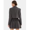 imageEXLURA Womens Business Casual Blazer Suit Sets and Pleated Mini Skirt 2 Piece Outfits Trendy Long Sleeve Y2K Clothes 2025Dark Grey