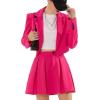 imageEXLURA Womens Business Casual Blazer Suit Sets and Pleated Mini Skirt 2 Piece Outfits Trendy Long Sleeve Y2K Clothes 2025Hot Pink