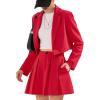 imageEXLURA Womens Business Casual Blazer Suit Sets and Pleated Mini Skirt 2 Piece Outfits Trendy Long Sleeve Y2K Clothes 2025Red