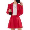 imageEXLURA Womens Business Casual Blazer Suit Sets and Pleated Mini Skirt 2 Piece Outfits Trendy Long Sleeve Y2K Clothes 2025Red