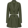 imageEXLURA Womens Business Casual Blazer Suit Sets and Pleated Mini Skirt 2 Piece Outfits Trendy Long Sleeve Y2K Clothes 2025Army Green