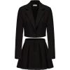 imageEXLURA Womens Business Casual Blazer Suit Sets and Pleated Mini Skirt 2 Piece Outfits Trendy Long Sleeve Y2K Clothes 2025Black