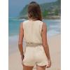 imageEXLURA Womens Summer 2 Piece Sets Sleeveless V Neck Knotted Tank Tops Shorts Matching Sets Vacation Cruise Beach Outfits 2025Apricot