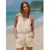 imageEXLURA Womens Summer 2 Piece Sets Sleeveless V Neck Knotted Tank Tops Shorts Matching Sets Vacation Cruise Beach Outfits 2025Apricot