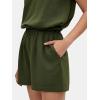 imageEXLURA Womens Summer 2 Piece Sets Sleeveless V Neck Knotted Tank Tops Shorts Matching Sets Vacation Cruise Beach Outfits 2025Army Green