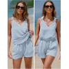 imageEXLURA Womens Summer 2 Piece Sets Sleeveless V Neck Knotted Tank Tops Shorts Matching Sets Vacation Cruise Beach Outfits 2025Blue