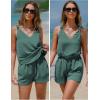 imageEXLURA Womens Summer 2 Piece Sets Sleeveless V Neck Knotted Tank Tops Shorts Matching Sets Vacation Cruise Beach Outfits 2025Green