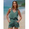 imageEXLURA Womens Summer 2 Piece Sets Sleeveless V Neck Knotted Tank Tops Shorts Matching Sets Vacation Cruise Beach Outfits 2025Green