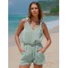 imageEXLURA Womens Summer 2 Piece Sets Sleeveless V Neck Knotted Tank Tops Shorts Matching Sets Vacation Cruise Beach Outfits 2025Grey Green