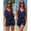 imageEXLURA Womens Summer 2 Piece Sets Sleeveless V Neck Knotted Tank Tops Shorts Matching Sets Vacation Cruise Beach Outfits 2025Navy Blue
