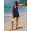 imageEXLURA Womens Summer 2 Piece Sets Sleeveless V Neck Knotted Tank Tops Shorts Matching Sets Vacation Cruise Beach Outfits 2025Navy Blue