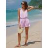 imageEXLURA Womens Summer 2 Piece Sets Sleeveless V Neck Knotted Tank Tops Shorts Matching Sets Vacation Cruise Beach Outfits 2025Pink