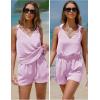 imageEXLURA Womens Summer 2 Piece Sets Sleeveless V Neck Knotted Tank Tops Shorts Matching Sets Vacation Cruise Beach Outfits 2025Pink