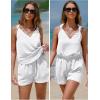 imageEXLURA Womens Summer 2 Piece Sets Sleeveless V Neck Knotted Tank Tops Shorts Matching Sets Vacation Cruise Beach Outfits 2025White