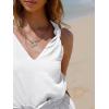 imageEXLURA Womens Summer 2 Piece Sets Sleeveless V Neck Knotted Tank Tops Shorts Matching Sets Vacation Cruise Beach Outfits 2025White