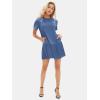 imageEXLURA Womens Summer Casual Short Sleeve Dress Crewneck Tshirt Dresses Pleated Aline Mini Dress 2025 Vacation Beach SundressDark Blue