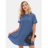 imageEXLURA Womens Summer Casual Short Sleeve Dress Crewneck Tshirt Dresses Pleated Aline Mini Dress 2025 Vacation Beach SundressDark Blue