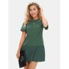 imageEXLURA Womens Summer Casual Short Sleeve Dress Crewneck Tshirt Dresses Pleated Aline Mini Dress 2025 Vacation Beach SundressDark Green