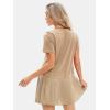 imageEXLURA Womens Summer Casual Short Sleeve Dress Crewneck Tshirt Dresses Pleated Aline Mini Dress 2025 Vacation Beach SundressKhaki