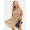 imageEXLURA Womens Summer Casual Short Sleeve Dress Crewneck Tshirt Dresses Pleated Aline Mini Dress 2025 Vacation Beach SundressKhaki