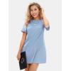 imageEXLURA Womens Summer Casual Short Sleeve Dress Crewneck Tshirt Dresses Pleated Aline Mini Dress 2025 Vacation Beach SundressLight Blue