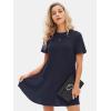 imageEXLURA Womens Summer Casual Short Sleeve Dress Crewneck Tshirt Dresses Pleated Aline Mini Dress 2025 Vacation Beach SundressNavy Blue