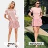 imageEXLURA Womens Summer Casual Short Sleeve Dress Crewneck Tshirt Dresses Pleated Aline Mini Dress 2025 Vacation Beach SundressPink