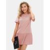 imageEXLURA Womens Summer Casual Short Sleeve Dress Crewneck Tshirt Dresses Pleated Aline Mini Dress 2025 Vacation Beach SundressPink