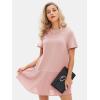 imageEXLURA Womens Summer Casual Short Sleeve Dress Crewneck Tshirt Dresses Pleated Aline Mini Dress 2025 Vacation Beach SundressPink