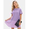 imageEXLURA Womens Summer Casual Short Sleeve Dress Crewneck Tshirt Dresses Pleated Aline Mini Dress 2025 Vacation Beach SundressPurple