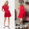 imageEXLURA Womens Summer Casual Short Sleeve Dress Crewneck Tshirt Dresses Pleated Aline Mini Dress 2025 Vacation Beach SundressRed