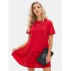 imageEXLURA Womens Summer Casual Short Sleeve Dress Crewneck Tshirt Dresses Pleated Aline Mini Dress 2025 Vacation Beach SundressRed