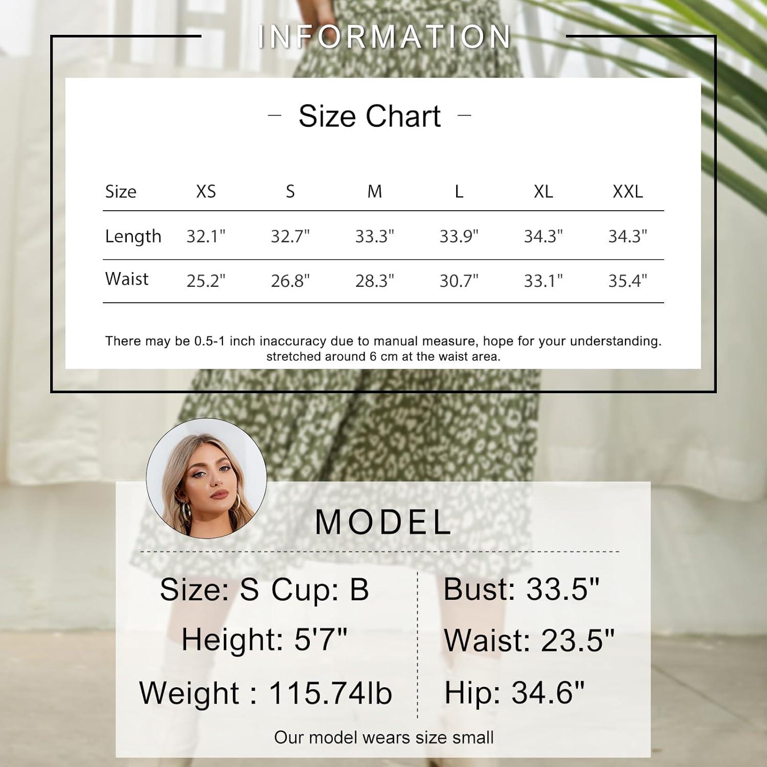 imageEXLURA Womens High Waist Polka Dot Pleated Maxi Skirt Midi Swing Skirt Beach Vacation Cruise Outfits with PocketsGreenleopard