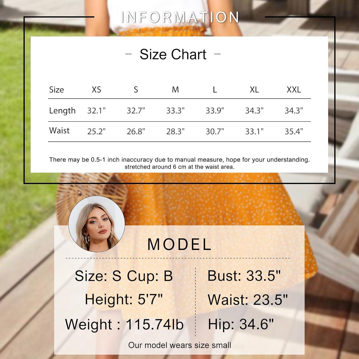 imageEXLURA Womens High Waist Polka Dot Pleated Maxi Skirt Midi Swing Skirt Beach Vacation Cruise Outfits with PocketsMustard Yellow