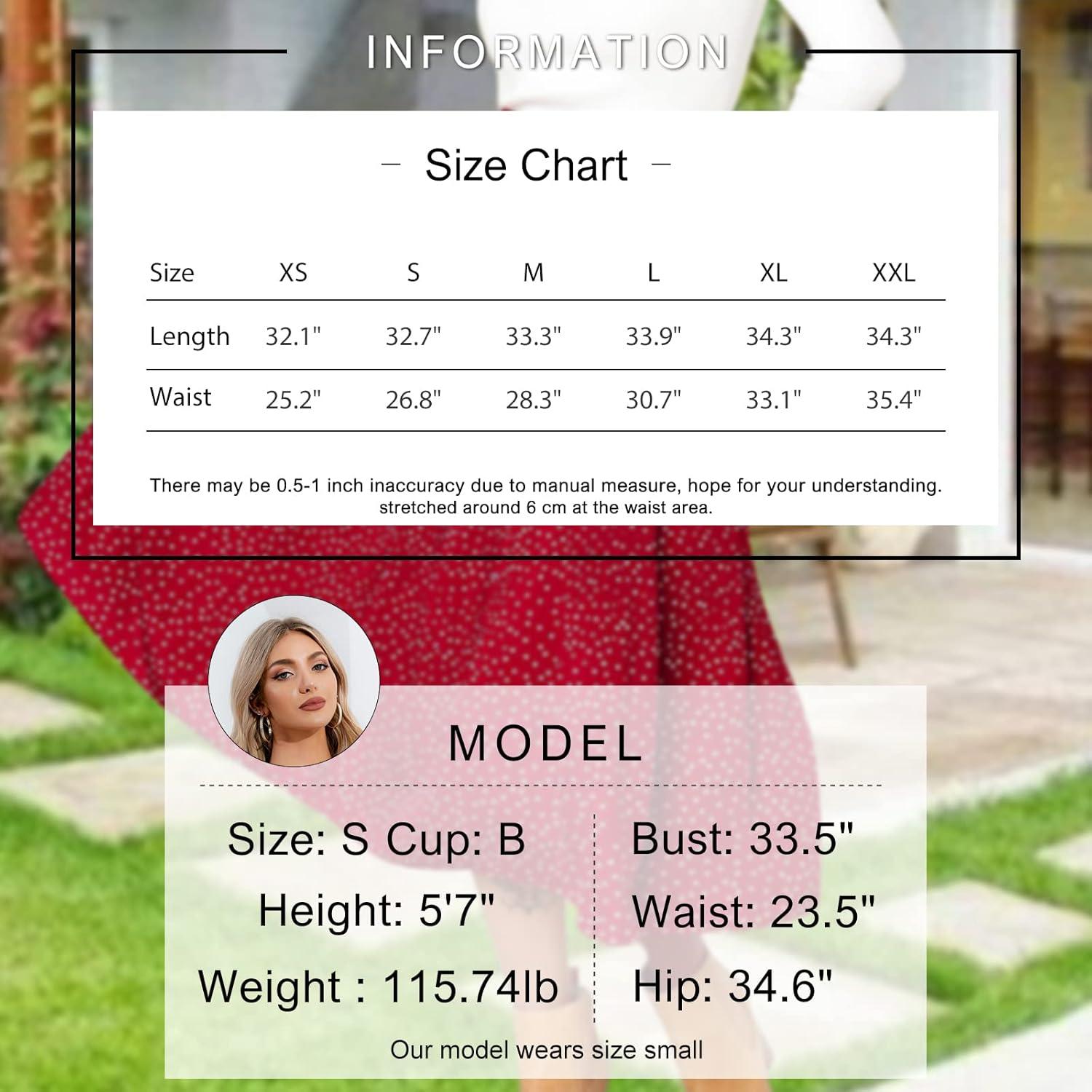 imageEXLURA Womens High Waist Polka Dot Pleated Maxi Skirt Midi Swing Skirt Beach Vacation Cruise Outfits with PocketsRed