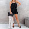 imageEXLURA Womens 2025 Summer Romper Dress Spaghetti Strap Pleated Beach Vacation Outfit Fashion Cruise Short Jumpsuit OutfitsBlack
