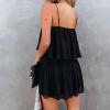 imageEXLURA Womens 2025 Summer Romper Dress Spaghetti Strap Pleated Beach Vacation Outfit Fashion Cruise Short Jumpsuit OutfitsBlack