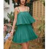 imageEXLURA Womens 2025 Summer Romper Dress Spaghetti Strap Pleated Beach Vacation Outfit Fashion Cruise Short Jumpsuit OutfitsDeep Green
