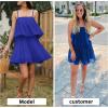 imageEXLURA Womens 2025 Summer Romper Dress Spaghetti Strap Pleated Beach Vacation Outfit Fashion Cruise Short Jumpsuit OutfitsRoyal Blue